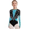 iiniim Maglia Da Ginnastica Ritmica Per Bambina Body Classico A Maniche Lunghe Tuta Da Pattinaggio Artistico Abbigliamento Da Ballerina Per Esibizioni Azzurro chiaro 5-6 anni