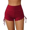 XIXIMAON Pantaloncini da bagno da donna, calze da bagno, pantaloncini a vita alta, boxer con coulisse, per spiaggia, piscina, nuoto, sport, bordeaux, M