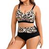 Tuopuda Costume Donna Due Pezzi Taglie Forti Push Up Imbottito Reggiseno Costumi da Bagno Bikini Mare a Spiaggia Piscina Curvy Swimwear Regolabile M-4XL