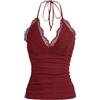 GORGLITTER Y2k - Canottiera da donna con allacciatura al collo, con pizzo a contrasto