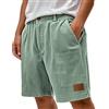 Generico Pantaloncini Uomo Bottone Velluto A Coste Tinte Unite con Tasche - Abbigliamento Uomo Estivo Pantaloncini Basic Morbido Casual Moda, Short da Casa Sportiva Vacanze Verde Chiaro XL