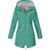Generico Giacca Antipioggia Donna Tinte Unite con Cappuccio Giacca Softshell Donna con Tasche Bomber Cerniera Moda Pesante Raincoat Trekking Ciano L