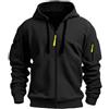 MEDUOLA Uomo con Cappuccio Zip Cardigan Giacca Sportiva Jogging Felpa con Cappuccio Ragazzi e Uomini Felpa con Zip Tasca Multifunzionale Cardigan con Cappuccio S,A12 Nero