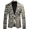 Generisch Giacca con paillette, da uomo, in oro con brillantini, per carnevale, per matrimoni, feste, spettacoli, sportivi, discoteca, host, performance, U argento, L