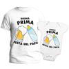 t-shirteria - Coppia Maglietta e Body Intimo da Giorno Neonato - Buona Prima Festa del papà - T-Shirt Padre e Figlio a Manica Corta, 100% Cotone, Leggere e Traspiranti - Idea Regalo Originale