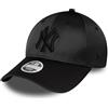 New Era MLB Berretto da Donna New York Yankees Baseball Cappellino Regolabile Raso NY Visiera Curva Nero