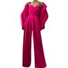 Geagodelia Pantaloni da Tuta da Donna Senza Maniche Scollo a V Tuta con Spalline Senza Schienale Gamba Larga Tinta Unita (Fucsia, S)