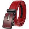 Anopo Cintura Uomo in Pelle Vera con Fibbia 3.1mm Lunghezza 110-130 cm | Cricchetto Nero Interno, Regolazione Continua, Tagliabile, Ideale per Affari, Jeans e Tempo Libero