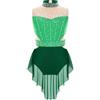 Freebily Body da Pattinaggio Artistico Bambina Vestito da Danza Lirica Moderna Contemporanea Abito da Ballo Latino Americano Tango con Strass Costume da Allenamento Dancewear Verde scuro 11-12 anni