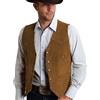 Tuikayoo Gilet in camoscio da uomo Vintage Western Cowboy Gilet Vestibilità normale, marrone, XL