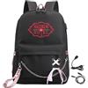 LKY STAR Anime Hazbin Hotel Zaino per Bambini,Ragazze Borsa per La Scuola Primaria,22L,Unisex Oxford Impermeabile con Pacchetto USB College
