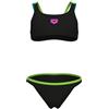 Arena Costume da Bagno per Ragazze in Due Pezzi, Stile Casual, Bikini da Piscina o Spiaggia, Nero/Verde Chiaro/Acqua, 30