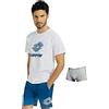 Lotto Completo Uomo Sportivo, T-Shirt + Pantaloncino + Boxer, Completo Uomo Estivo in Cotone, Pigiama Uomo Corto Estivo, Homewear. (1084 Bianco + Boxer, M)