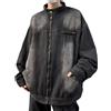 Generic Giacche di Jeans Vintage per gli Uomini Oversize Giacca di Jean Uomo Grunge Manica Lunga Carino Zip Up Y2K Cappotto Giacca Goth Vestiti, Nero , M