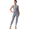 Freebily Body Danza Donna Senza Maniche Tuta Intera da Pattinaggio Grigio A S