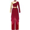 dPois Vestito da Donna per Danza Lirica Liturgico Contemporanea con Pantaloni a Gamba Larga Abito da Ballo Latino Moderno Valzer Tango Costume da Danza Samba Salsa