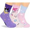 Roffatide Anime Donne Crew Socks 3 Coppie Set Calzino Carino per Ragazze Donne