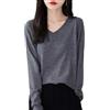 Chanyarn Donna 100% Lana Merino Maglie Termiche Maglietta Scollo a V Manica Lunga Viaggio Escursionismo T-Shirt Termiche Base Layer (Grey,XL)