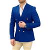 Hinewsa Navy Blu Wedding Blazer Uomo Gentleman Giacca Bottoni Oro Casual Slim Fit Doppio Petto Affari Cappotto