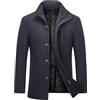 MODFUL - Cappotto da uomo in lana, lunghezza media, caldo, casual, soprabito, peacoat, trench, invernale, blu navy, M