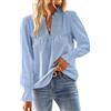 TUUHAW Camicia Donna Manica Lunga Taglia Forte Top Pizzo Elegante Blu 2XL