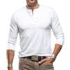 HZQIFEI Maglietta da Uomo Henley Manica Lunghe Casuale Henley Shirt Leggero Uomo T Shirt Manica Lunga Vintage CS09 (Bianco, M)