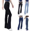 Generic Jeans da donna con taglio a stivale, jeans larghi neri da donna, comodi pantaloni a campana a vita alta skinny yoga pantaloni da allenamento con tasche pantaloni elasticizzati casual incrociati
