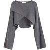 Dninmim Maglione corto irregolare da donna Solido a maniche lunghe ispessito