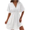 Generico Abito Copricostume Donna Mare Estate Protezione Solare Spiaggia Poncho Avvolgente Curvy Pareo Stile Caftano Cover up Manica Lunga Dettagli Pizzo costiero per Vacanze e Feste al