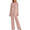 Generic Completo Donna Elegante Estiva Cerimonia Orlo Irregolare Leggera Camicia Pantaloni Larghi 3 Pezzi Tuta Completa Taglie Forti Casual Tinta Unita Set Coordinato Comodi Mode Tute Curvy Completi Estivi