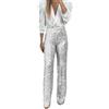 Eauptffy Pantaloni Paillettes Donna, Pantaloni Donna Invernali Eleganti Pantalone Vita Alta Sequin Luccicanti Casual Tinta Unita Svasatura Alla Moda Elastico Carnevale Per Cerimonia Festa Matrimonio