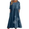 fartey Abito a maglietta da donna 2025 casual plus size estivo midi abito boho stampa floreale sciolto abiti lunghi fluidi con tasche
