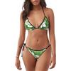 PHAYAH Sketch Ginkgo Biloba - Costume da bagno da donna, due pezzi, bikini con allacciatura al collo, triangolare, set bikini, nero, S