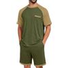 Generico Pigiama Uomo Estivo Corto Colori a Blocchi Abbigliamento Uomo Magliette Manica Corta Scollo Rotondo E Pantaloncini Pigiama Completi Traspirante Semplice Verde Militare 3XL