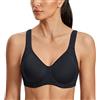 SYROKAN Reggiseno Sportivo Donna Sostegno Forte Nero 2 4B