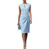 Onsoyours Abito da Lavoro Donna Vintage Senza Maniche Aderente Vestito Elegante Tubino Plissettato Ufficio Abiti Formale Cocktail A Azzurro L