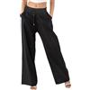 Nina Carter A001 - Pantaloni estivi da donna, leggeri e larghi, in misto cotone, elasticizzati, traspiranti e traspiranti, vestibilità larga, effetto lino