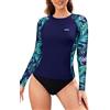 SHEKINI Costume da Bagno a Maniche Lunghe Rashguard da Donna Maglietta da Surf Top