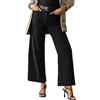 Generico Jeans Vita Alta Donna, Cropped Gamba Larga Vita Alta Tinta Unita, Pantaloni Capri Denim Larghi Casual Morbidi Comodi per Primavera Estate