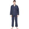 GLOBAL Pigiama Uomo Abbottonata 100% Cotone Lungo Set Pigiami Bottoni Classici Due Pezzi Lingerie Maniche Lunghe Pantaloni Coulisse Pigiami da Notte Traspirante da Uomo Pjs Set S-XXL