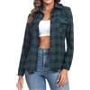 Aottori Camicia Donna a Quadri in Cotone Blusa Maniche Lunghe Camicetta Scozzese con Bottoni Camicie Flanella Classico Shirts Casual Verde Nero M