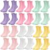 ZERULETS 24 paia di calzini per bambini bambine, calzini sneaker per bambini, calzini per bambini in età scolare, calzini sportivi per bambine, bianco rosa viola giallo, per 1-13 anni, 23-26