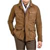 MERCH ATTIRE Giacca da uomo in camoscio Field M65, multitasche, colletto alla coreana, cappotto safari, Pelle Scamosciata - Field Jacket M65 Marrone, XS