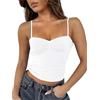 FOFAINWE Top da donna senza maniche scollo a cuore Crop canotta senza schienale spalline plissettate Y2K Camis