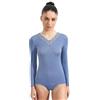 Ciocca Pura Maglia Donna con Cashmere Manica Lunga Pizzo Intimo Canottiera Elegante Calda