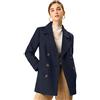 Allegra K Cappotto donna giacca marinaio | Risvolto tacca, metà coscia, manica lunga, abiti trench, capispalla elegante, completamente foderato, ufficio aziendale