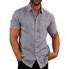 Glacspyg Camicia in Lino Uomo Camicia in Lino a Maniche Corte Camicia Casual da Lavoro Fit Casual Holiday Summer Beach Shirt