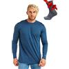 Merino.tech Maglia Termica Lana Merino Uomo - 100% Intimo Termico Lana Merino Uomo Leggero, Medio, Pesante con Calzini (Small, 165 Denim Blue)