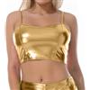 AIEOE Party Club Donna Crop Top Sexy Canotta Spaghetti Straps per Dance Club Rave (Senza Inserti di Reggiseno) Taglia XL Oro