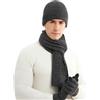 Irzaki Set Cappello Sciarpa e Guanti Invernali da Uomo - Guanti Touch Screen - Cappelli a Maglia - Sciarpa Lunga Termica - Foderato in Pile per Uomo e Donna Sport Outdoor, grigio, Taglia unica